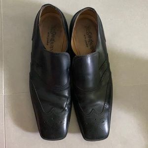 Men Yves saint Laurent size 42 US size 9 black perforated leather slip on shoes